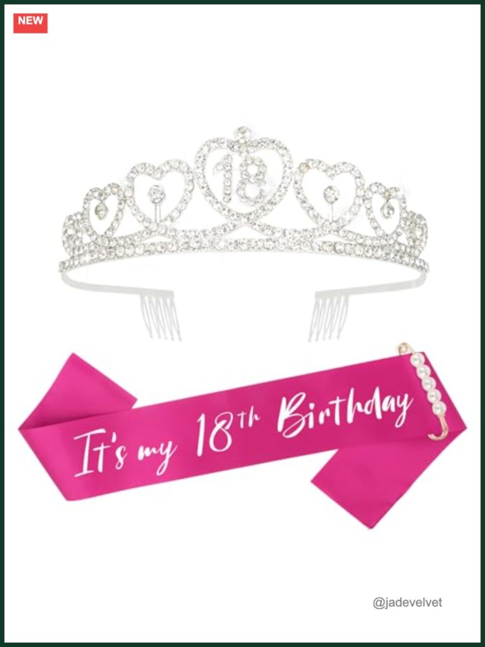 18th Birthday Sash and Rhinestone Crown Set - Party Decoration Gift